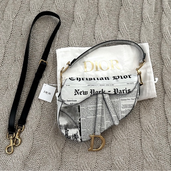 Dior Limited Edition Saddle Calfskin Bag with Newspaper Print - Picture 7 of 12
